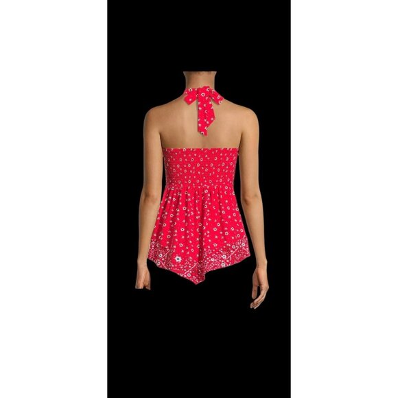 NOBO Juniors Size XS (1) Convertible Foam Cup Halter‎ Red Floral Bandana Trim - Picture 4 of 11